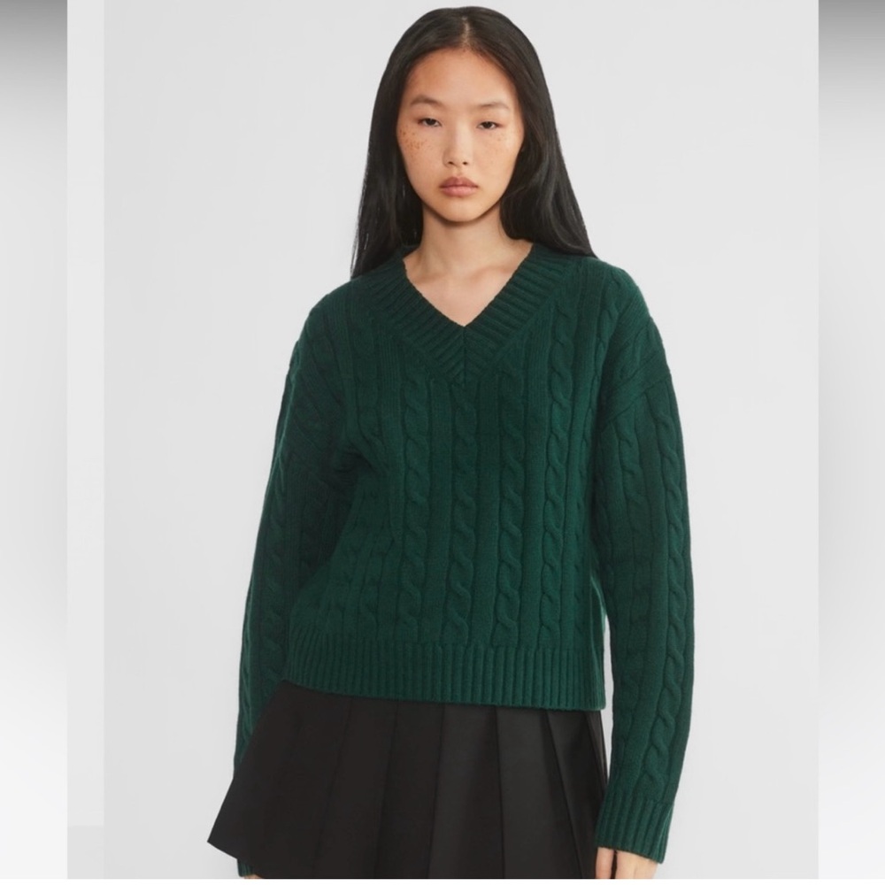 Aritzia Sunday Best Trifle Cable Knit Sweater in Scarab